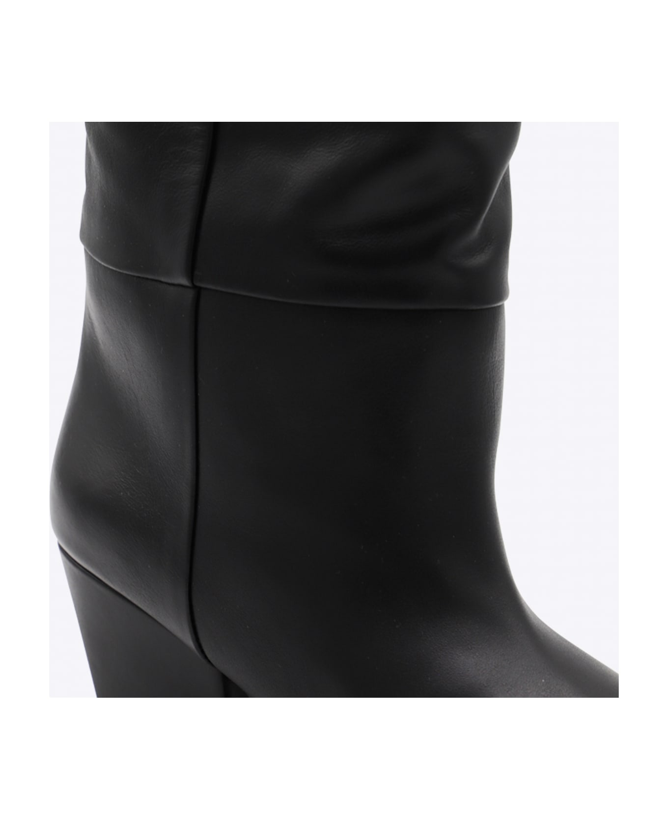 Black Leather Jane Boots - 4