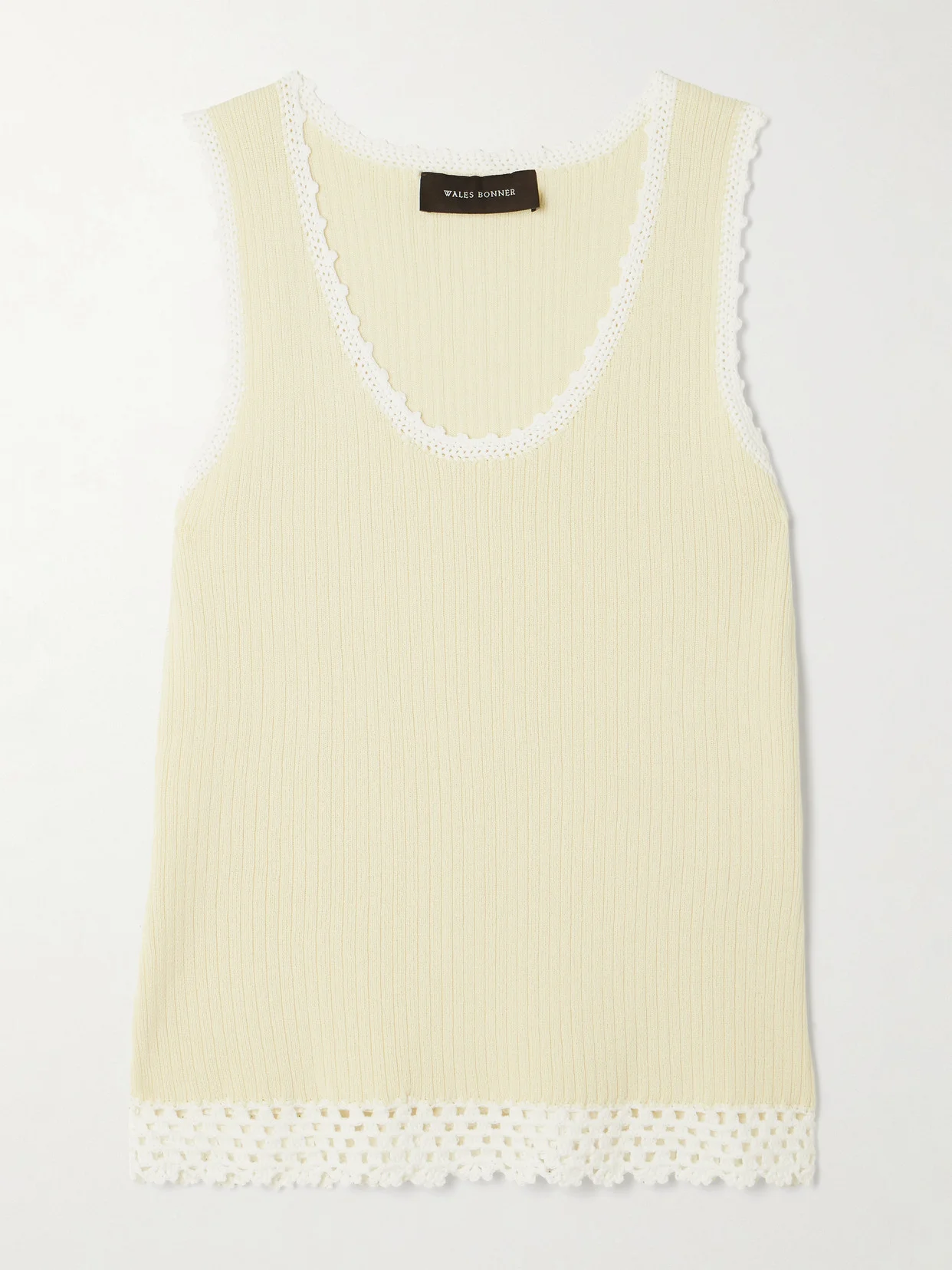 Alice Crochet-trimmed Knitted Cotton-blend Tank - 1