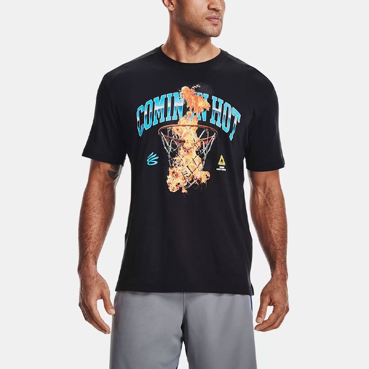 Men's Under Armour Curry Cotton Printing Round Neck Short Sleeve Black 1362006-001 - 4