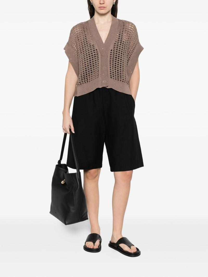 PESERICO V-neck open-knit cardigan outlook