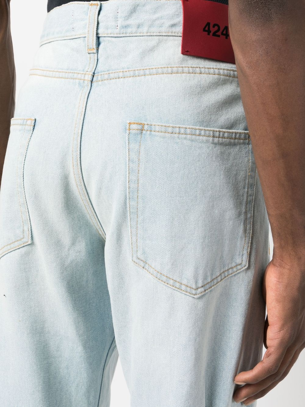 gathered-detailing straight-leg jeans - 5