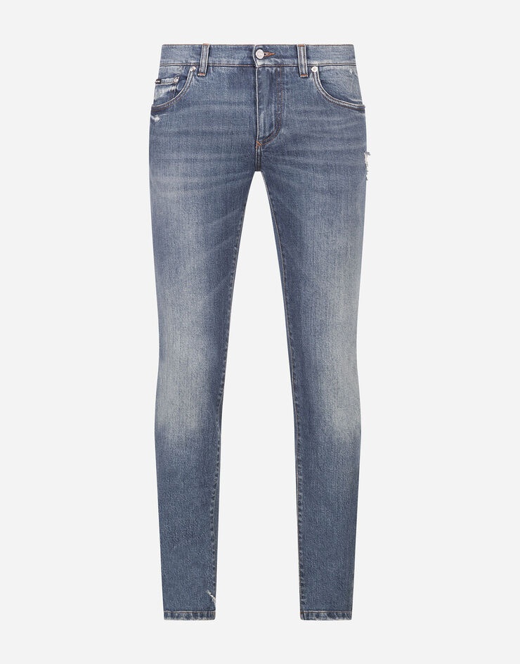 Stretch skinny jeans with small abrasions - 1