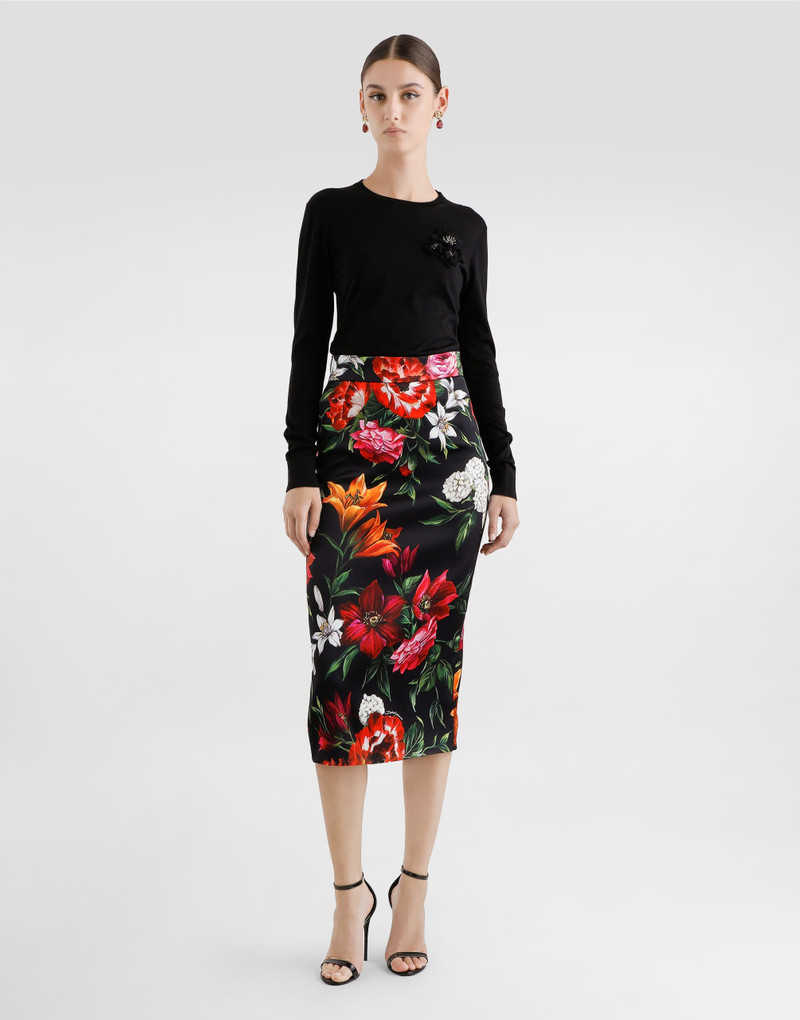 Dolce & Gabbana Flower-print satin skirt outlook