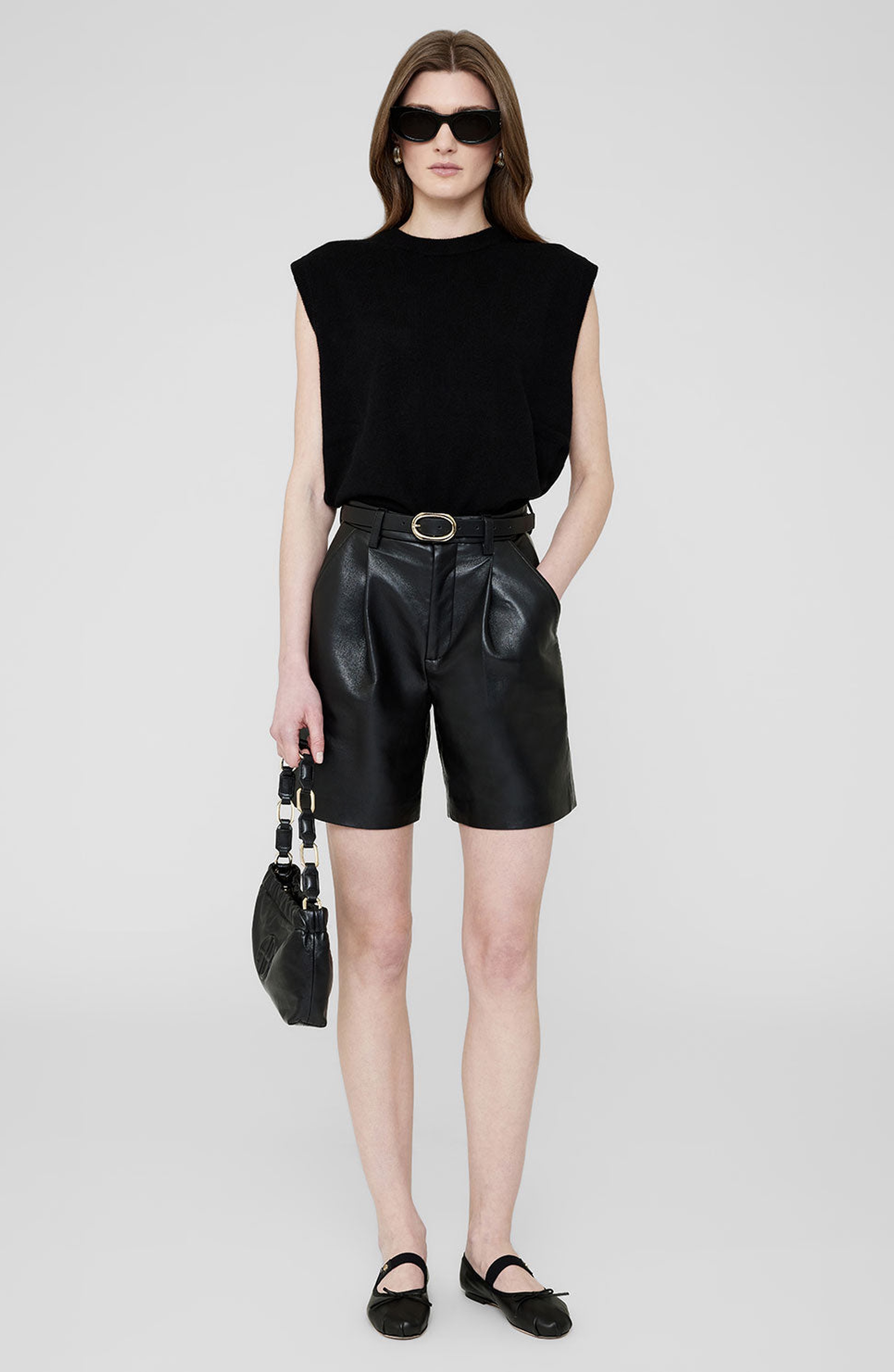ANINE BING Small Signature Link Belt in Black /Gold at Nordstrom - 2