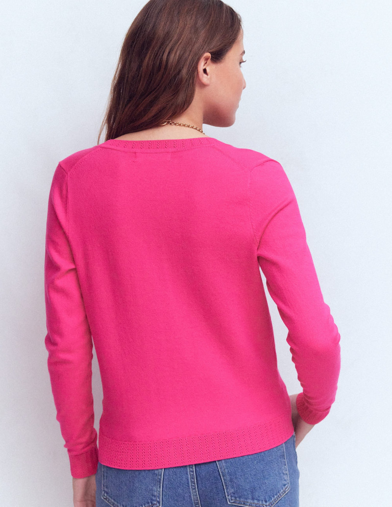 Emilia Cotton Crew Cardigan-Pink Peony 4