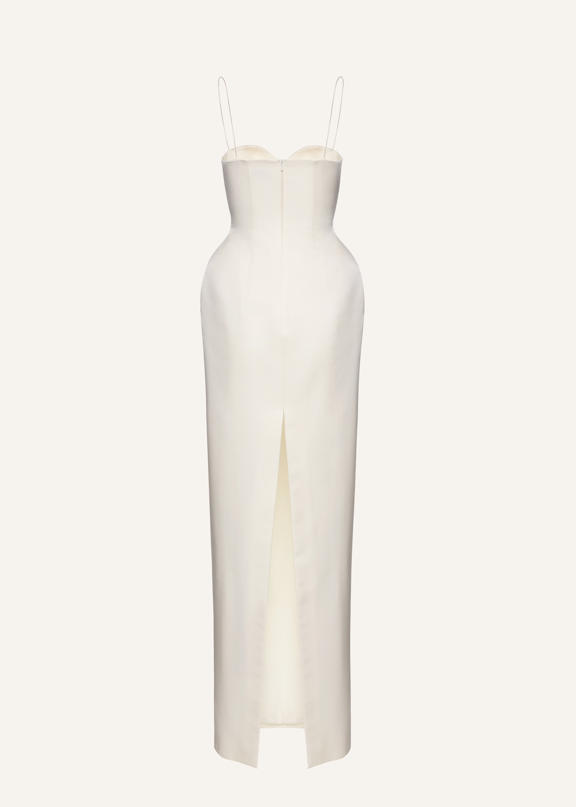 Sweetheart silk hourglass maxi dress in cream - 2