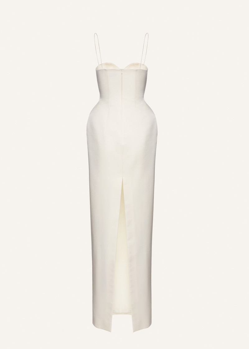 Sweetheart silk hourglass maxi dress in cream 2