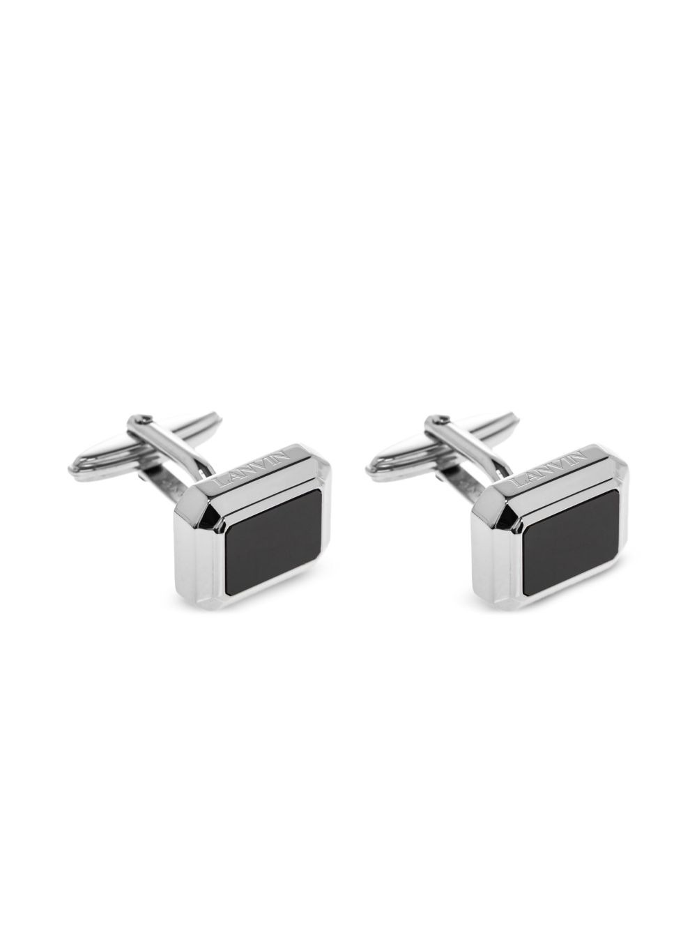 platinum-plated rectangular cufflinks - 1