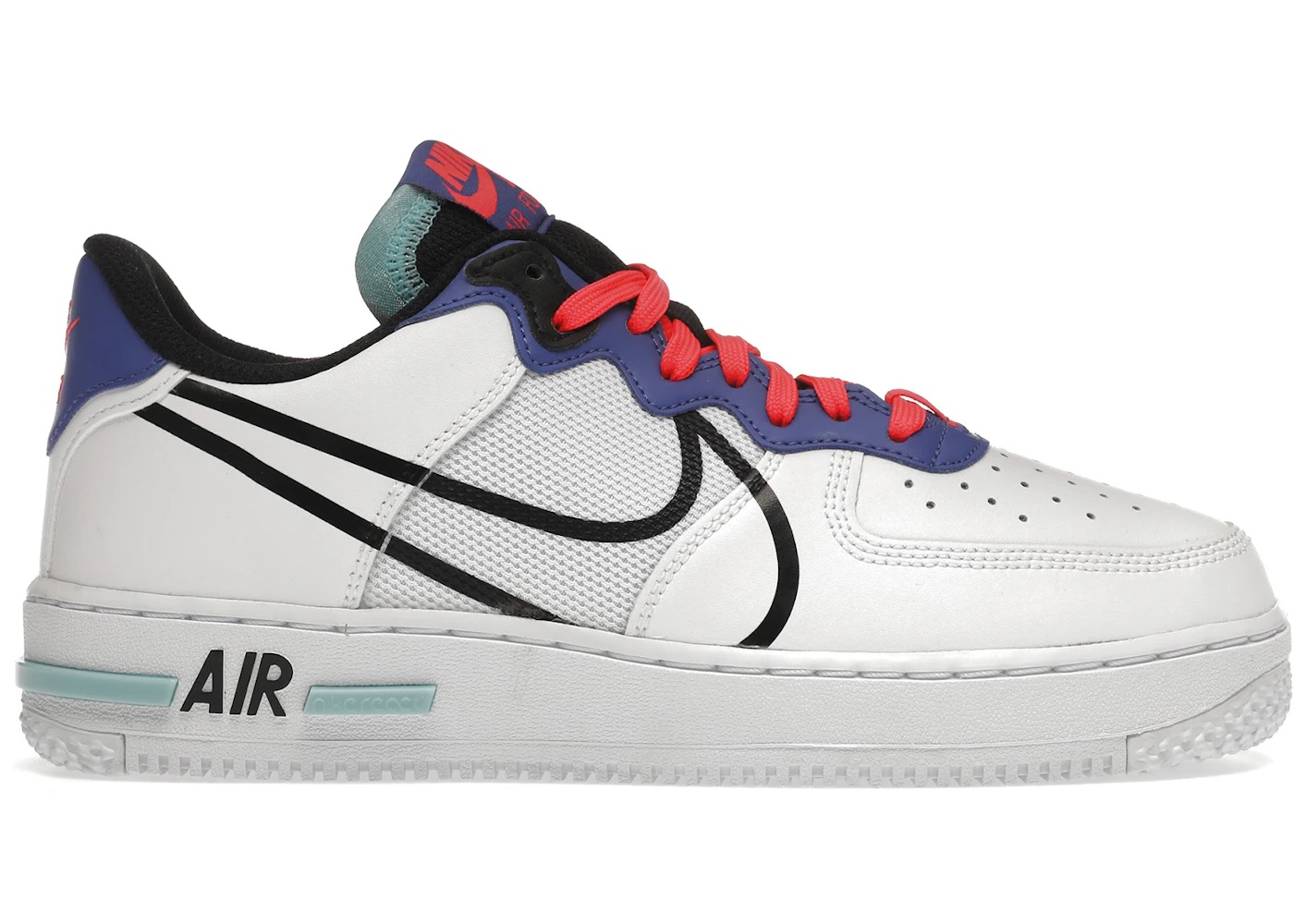 Nike Air Force 1 Low React White Astronomy Blue Laser Crimson - 1