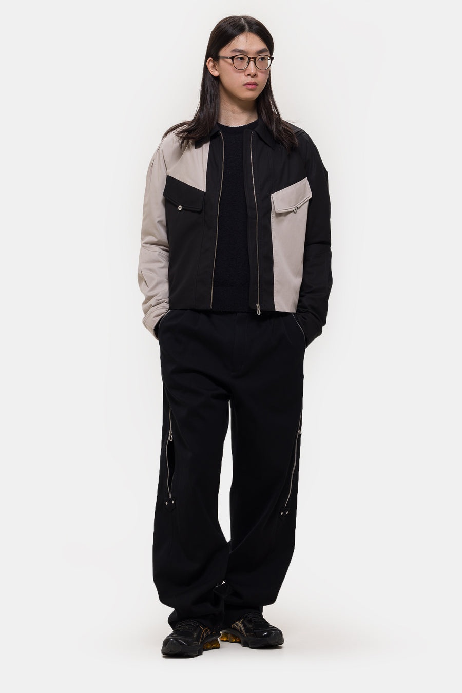 Alec K-Dart Blouson Jacket in Seedpearl/Black Sable - 2
