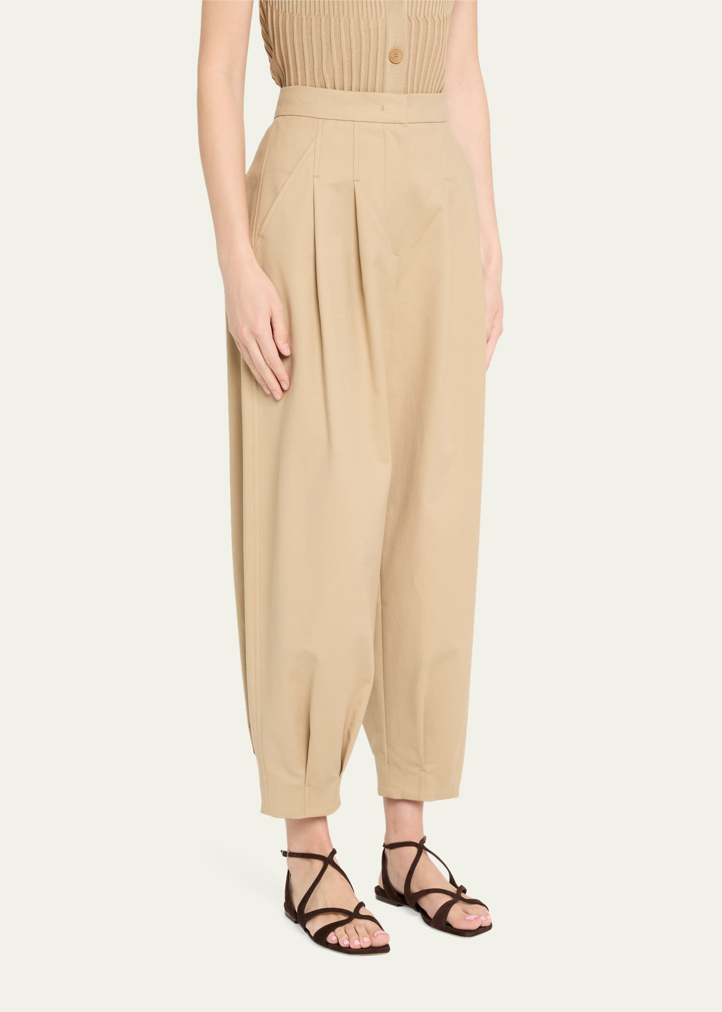 Kabuki Pintuck Tapered Leg Trousers - 4