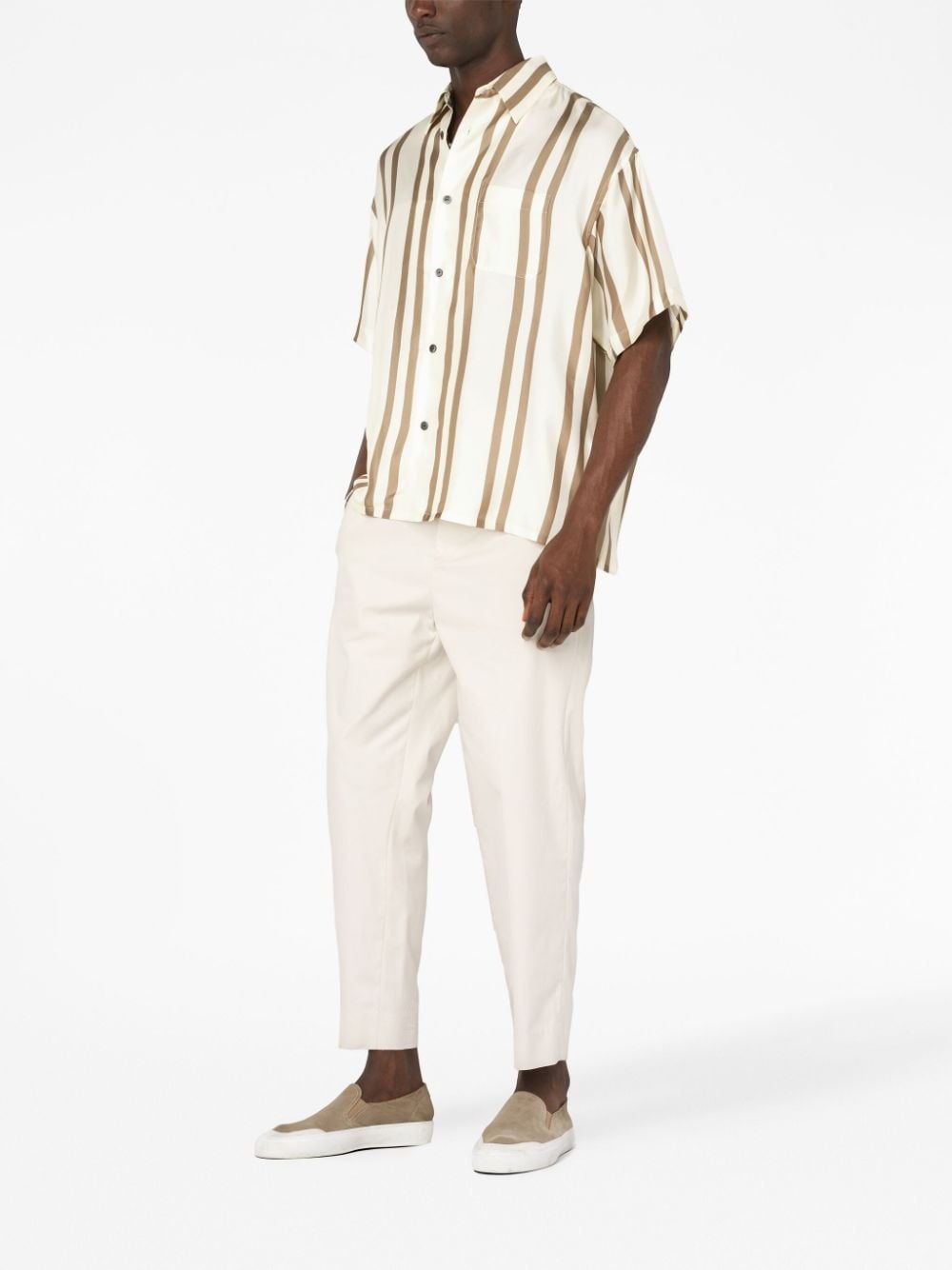 stripe-print silk shirt - 3