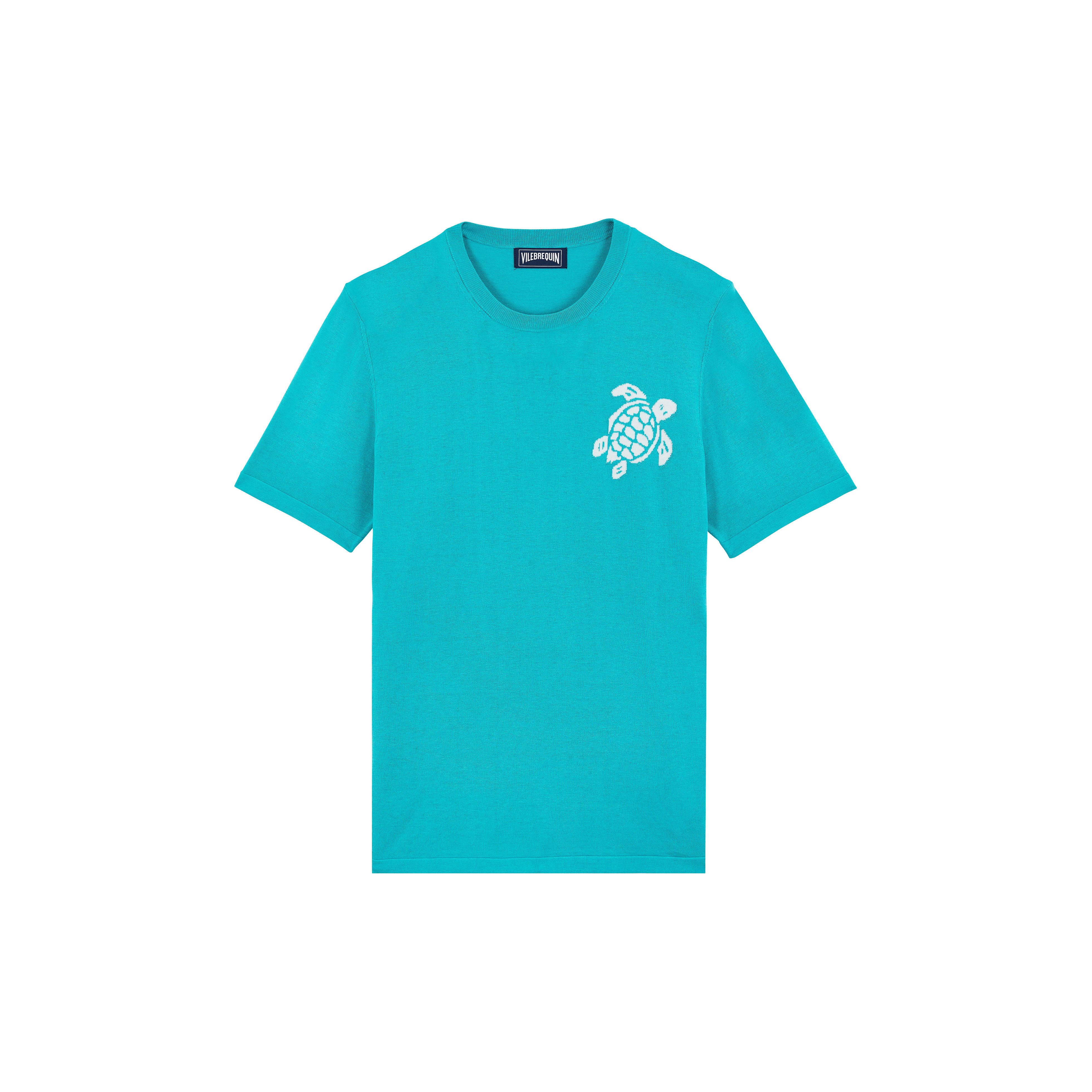 Men Cotton T-shirt Jacquard Turtle - 1