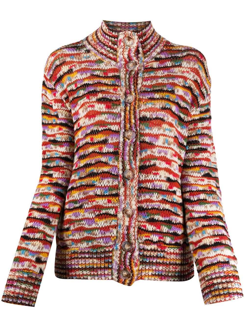 abstract marl knit cardigan - 1