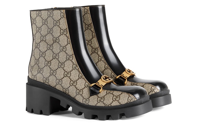 (WMNS) Gucci Horesbit Interlocking G ankle boots 'Black Ebony' 670412-2OQ50-9763 - 3