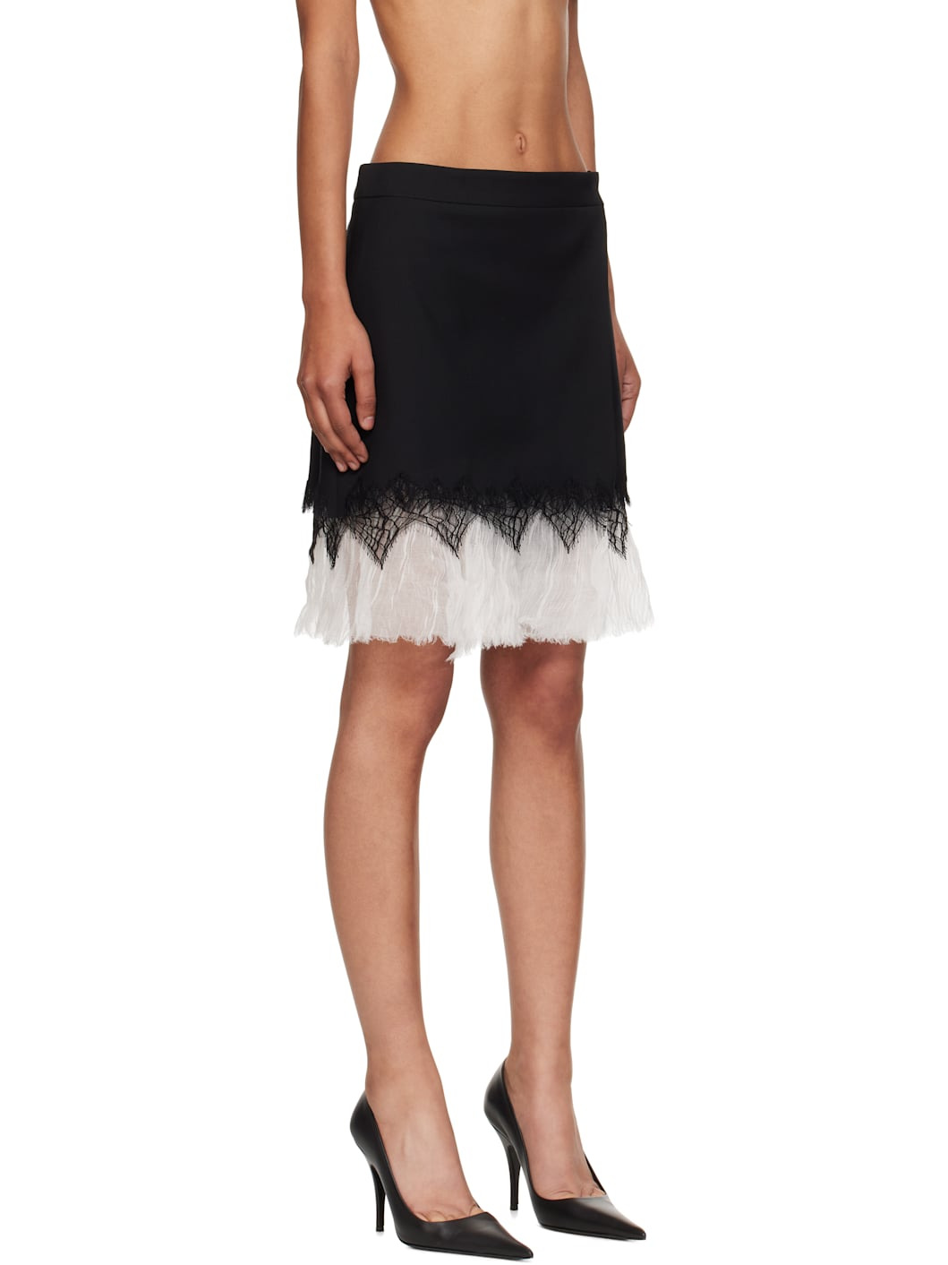 Black Cobweb Lace Miniskirt - 2