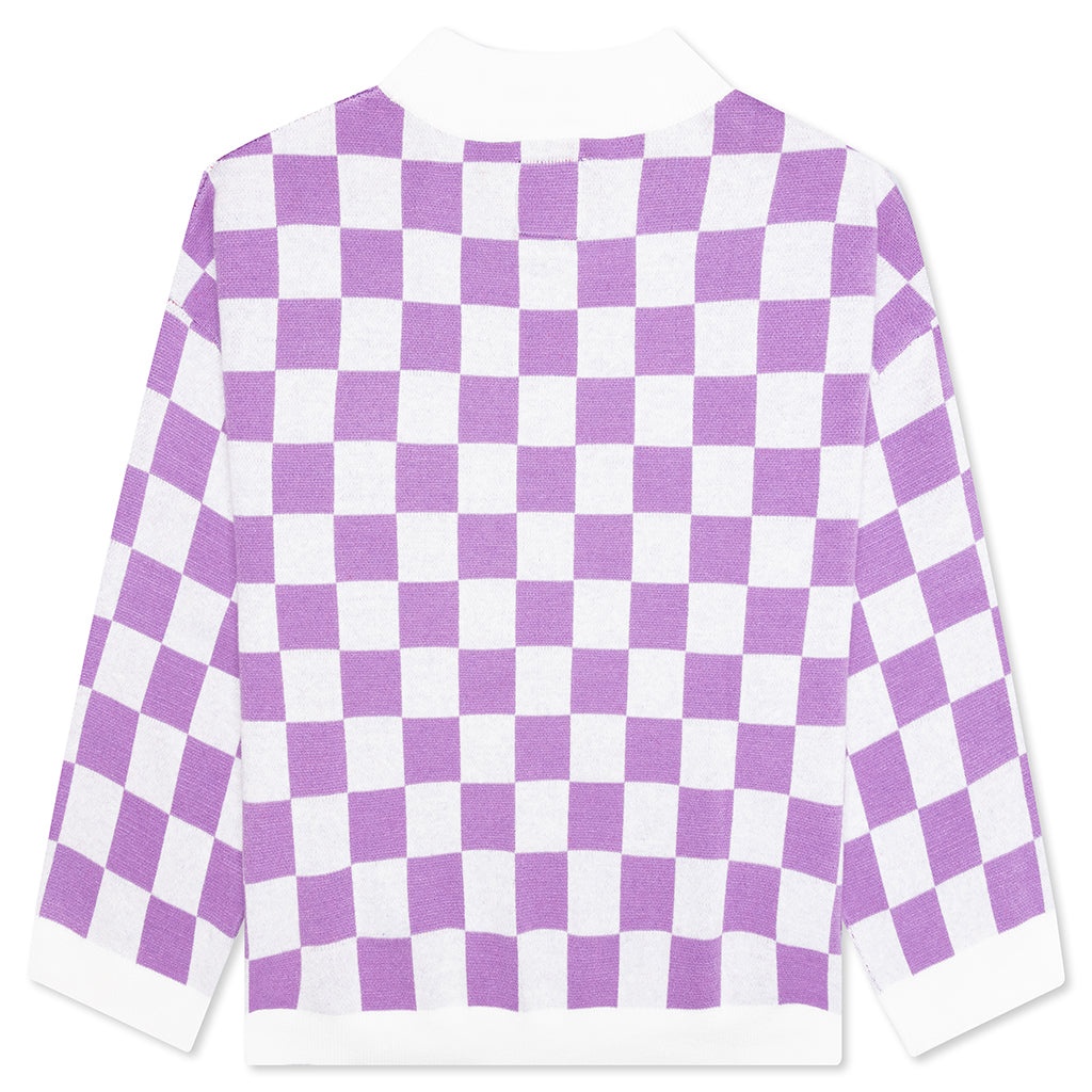 CHECKERED SOCCER SWEATER - PURPLE - 2