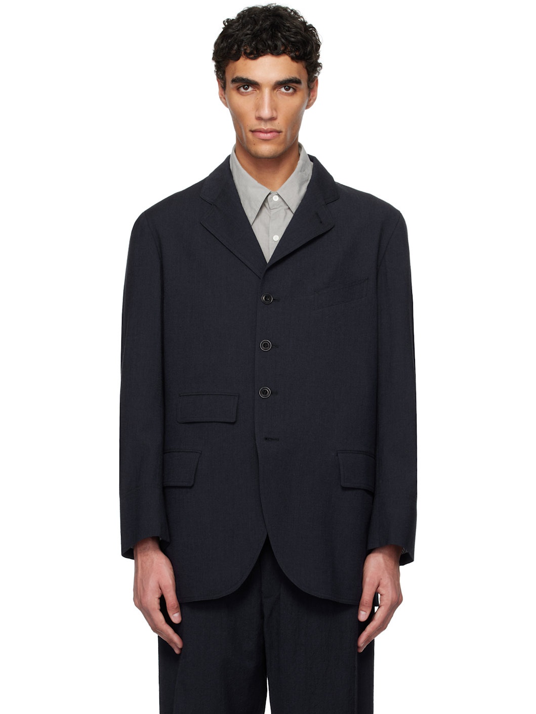 Navy Sack Blazer - 1