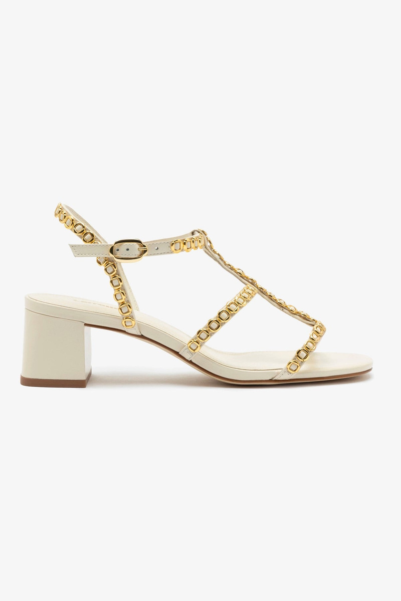 Milanina Block Sandal In Ivory Leather 1