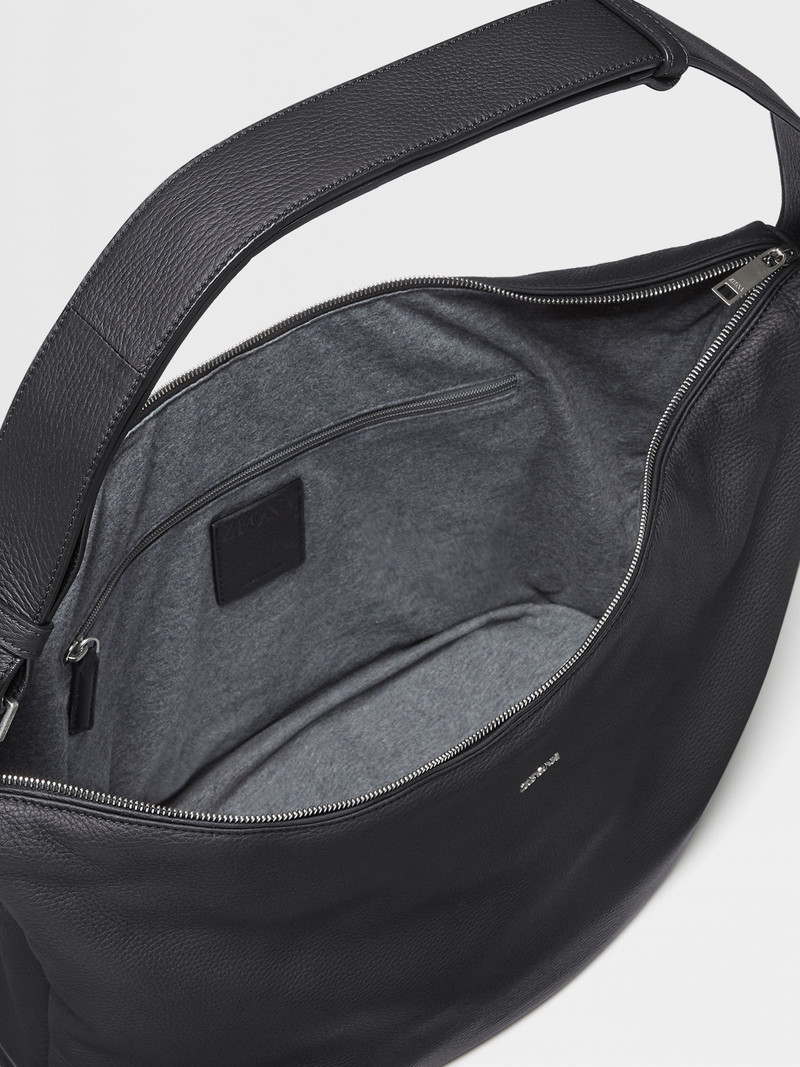 BLACK DEERSKIN PANORAMA HOBO BAG 4