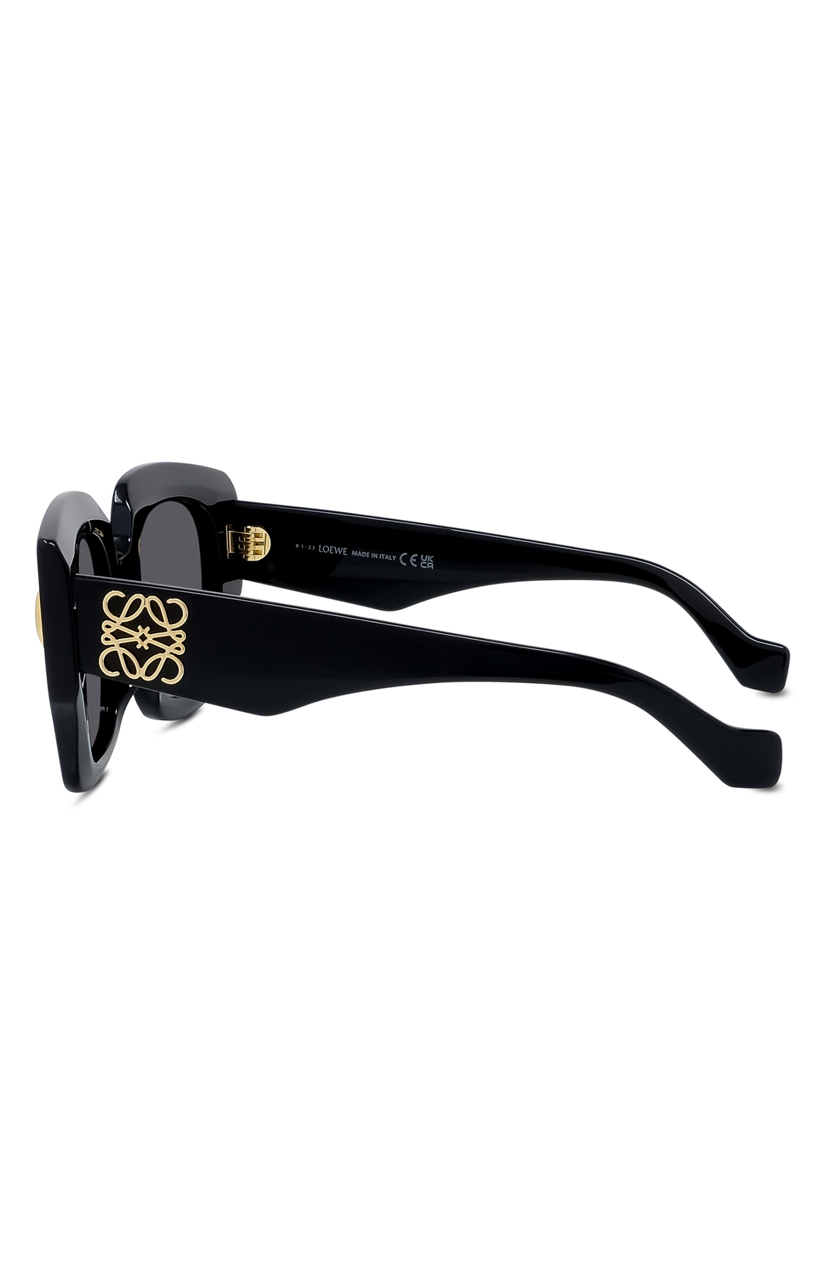 Loewe Anagram 50mm Small Geometric Sunglasses in Shiny Black /Smoke at Nordstrom - 6