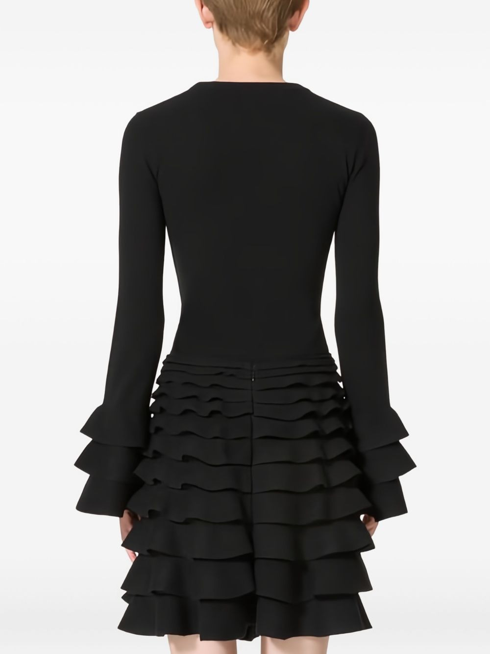 tiered-sleeve crew-neck knitted top - 4