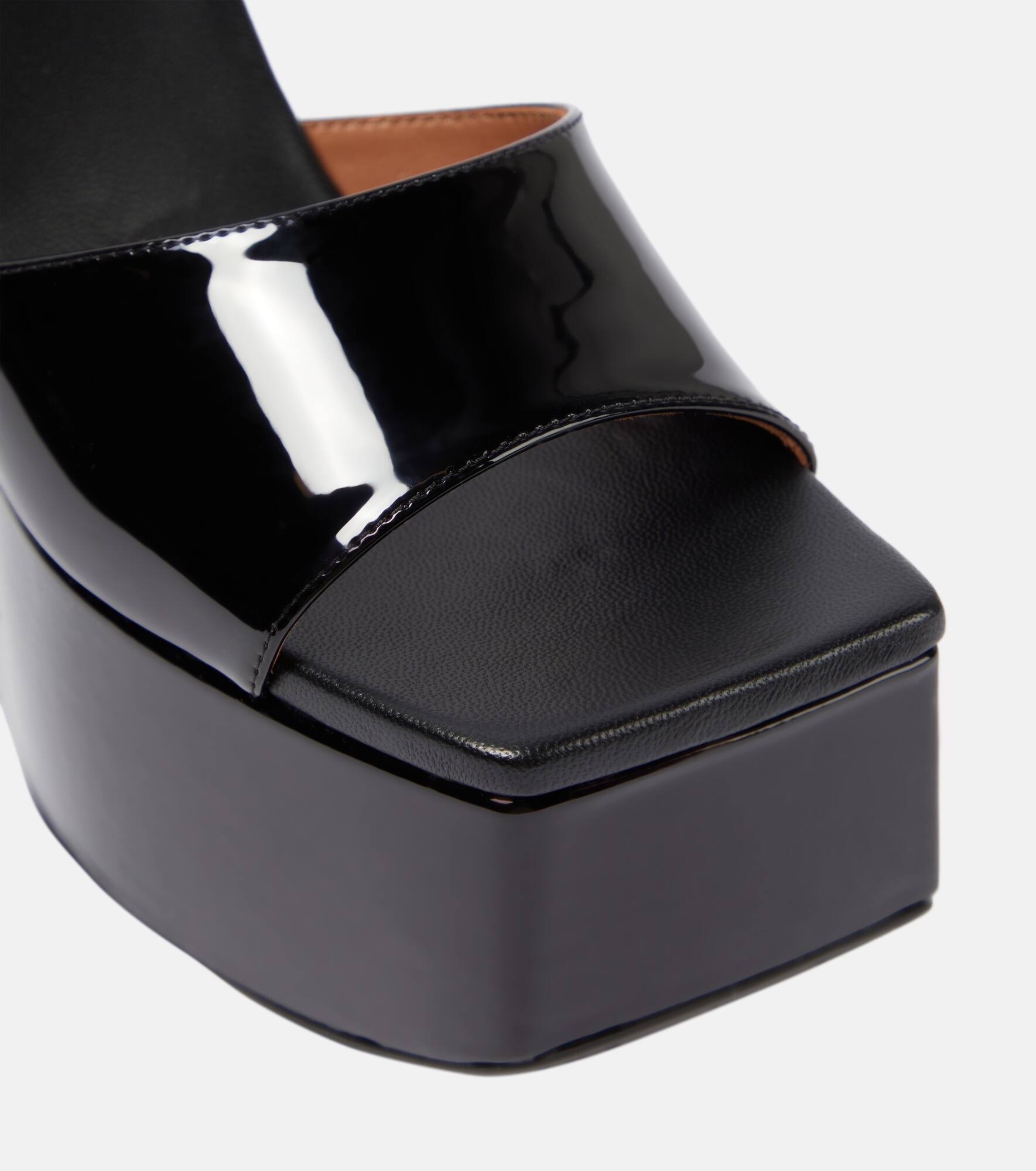 Patent leather platform wedge mules - 6