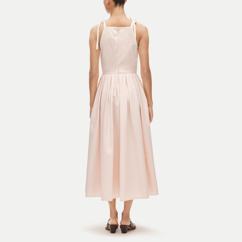 Pleated dress in cotton poplin with ties 4