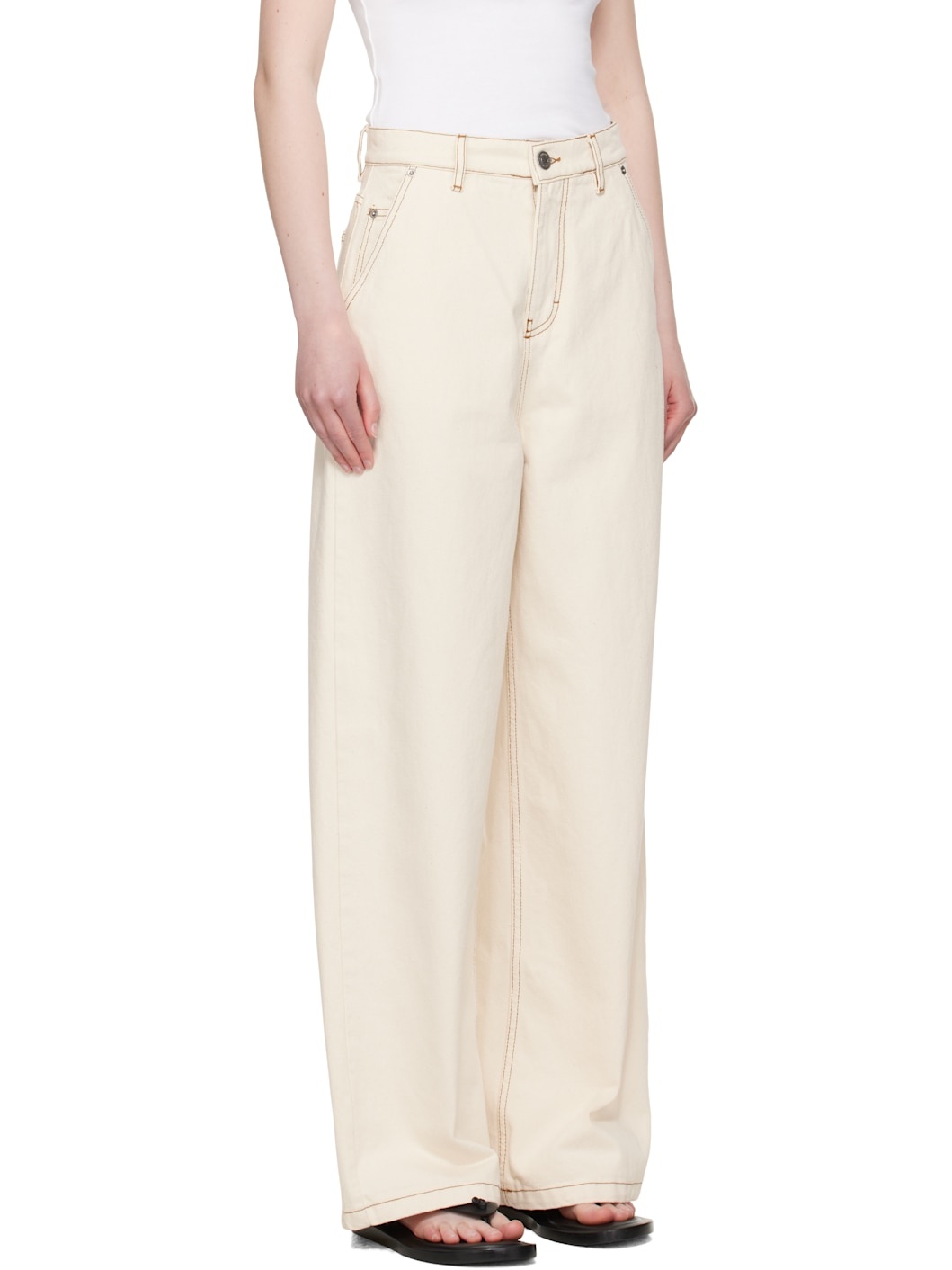 Beige Wide Fit Jeans - 2