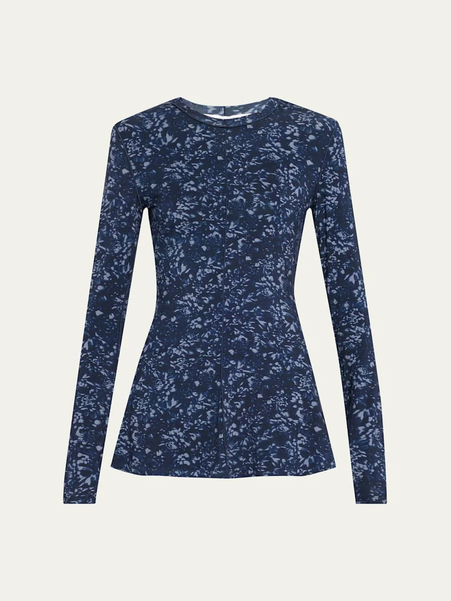 Audrey Long-Sleeve Printed Jersey Top - 1