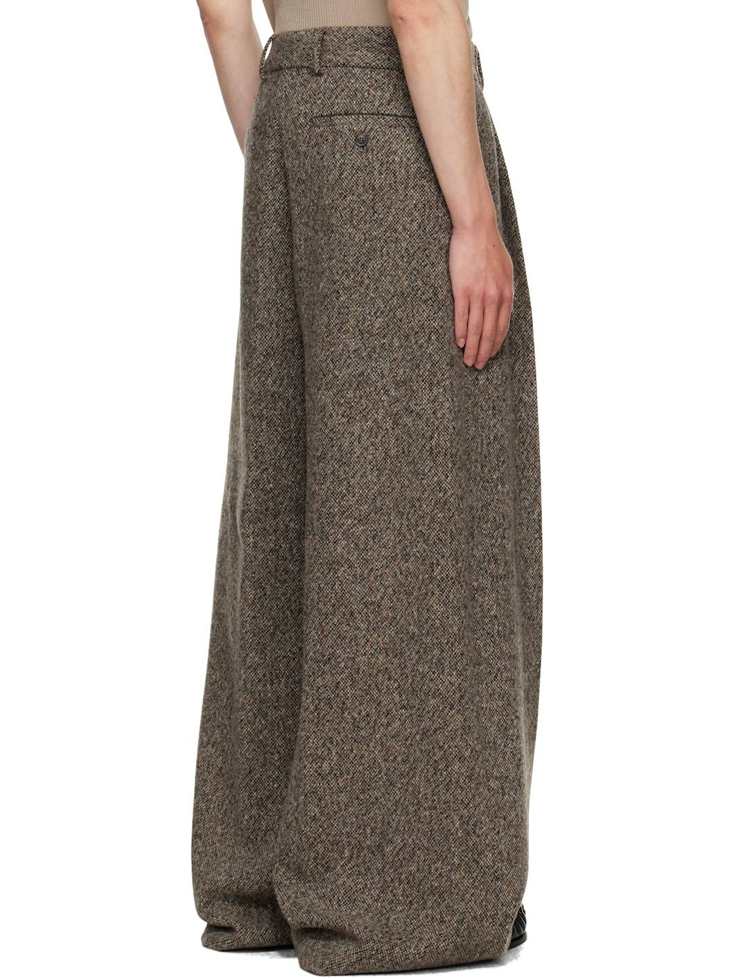 Beige Wide Pleated Trousers - 3