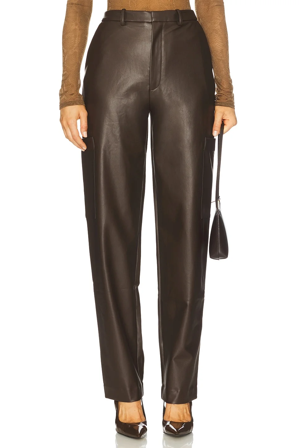 Stretch Faux Leather Tapered Pant - 1