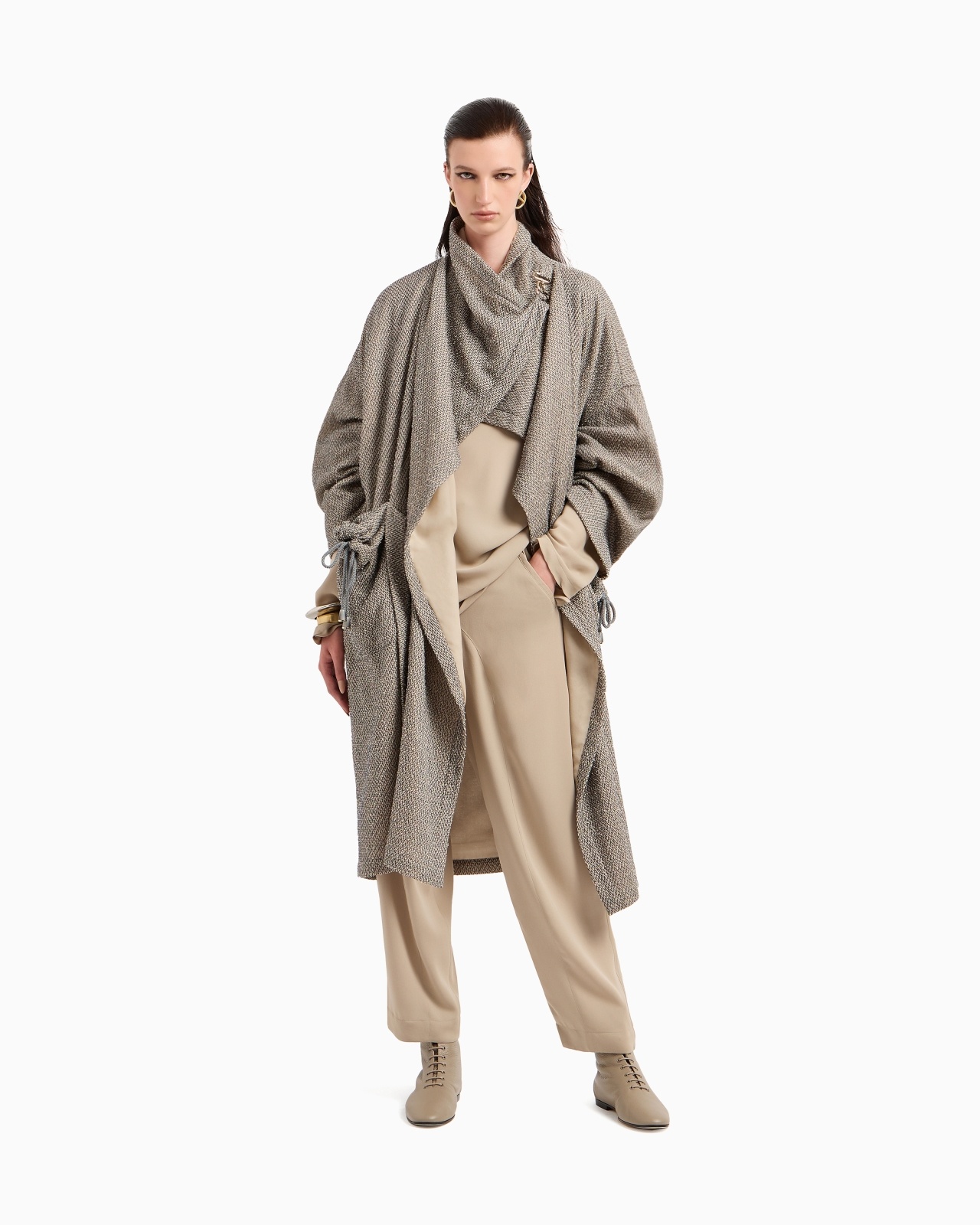 TWO-TONE COTTON JERSEY COAT - 2