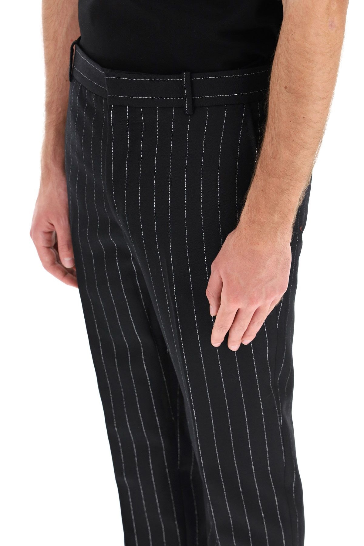 LUREX PINSTRIPE WOOL TROUSERS - 5