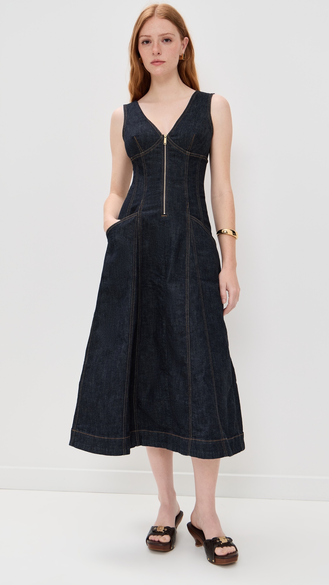 Indigo Denim Midi Dress - 6