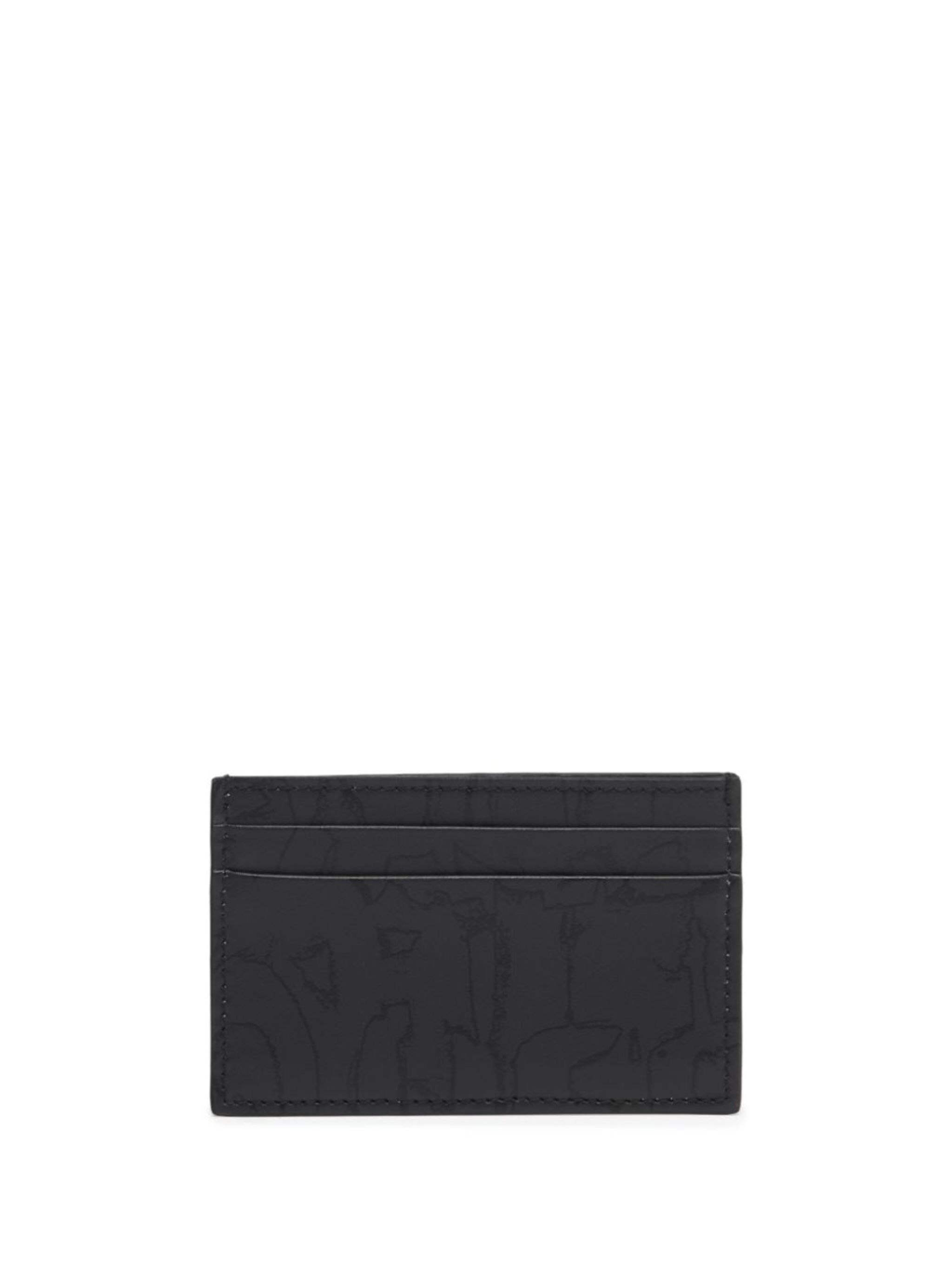 logo-print leather cardholder - 1