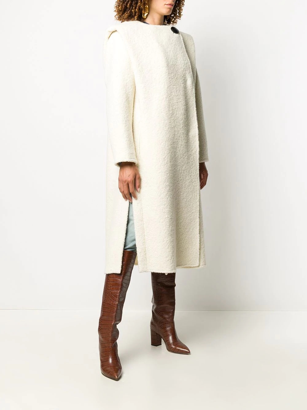 shearling cap sleeve coat - 3