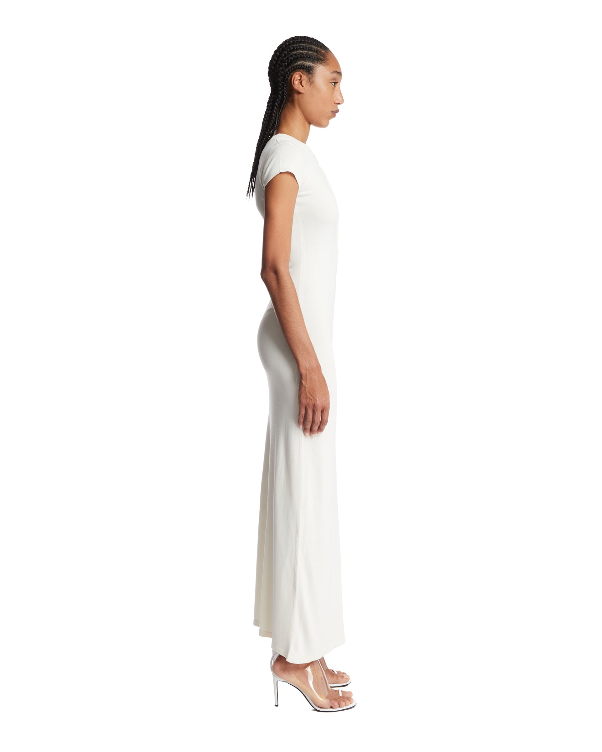 White Maxi Dress with Buttons - 5