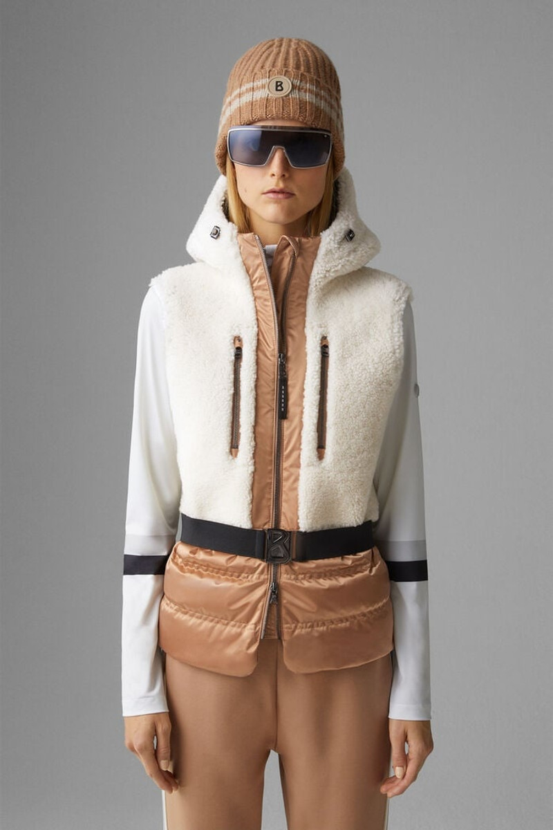 Katia Lambskin waistcoat in Off-white/Camel 2