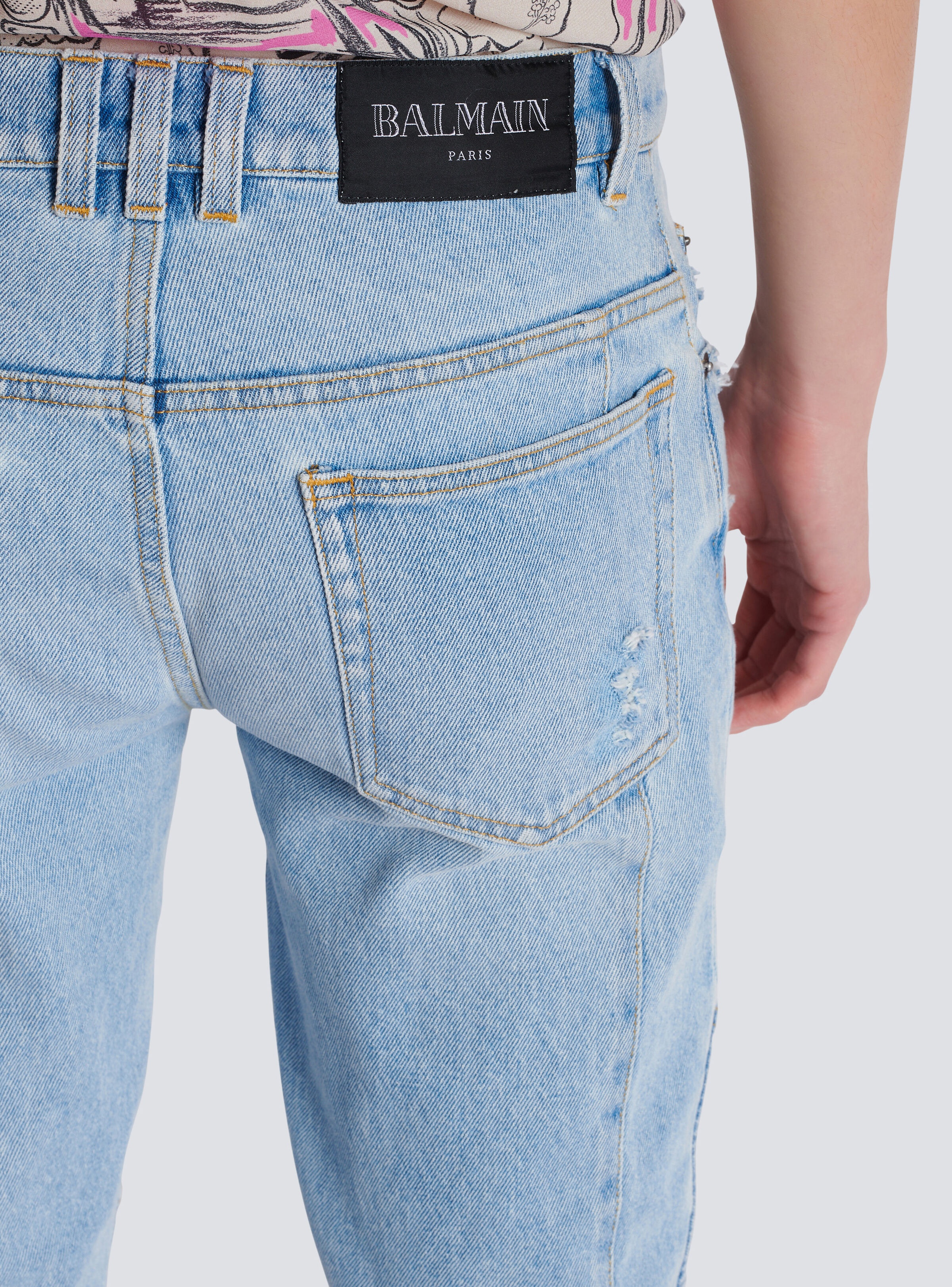 Light blue denim biker jeans - 6