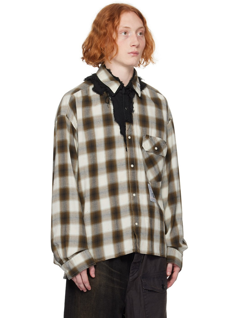 Brown & Off-White Layered Collar Shirt 2