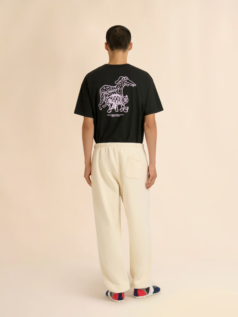 MARNI + MADHAPPY CREAM COTTON SWEATPANTS WITH ARCH LOGO PRINT 3