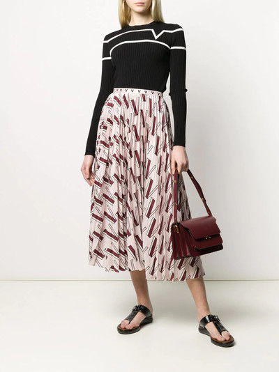 Valentino V-print pleated skirt outlook