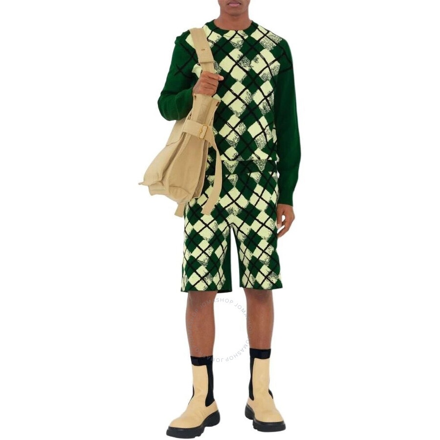 Burberry Knitted Argyle Pattern Cotton Shorts - 3