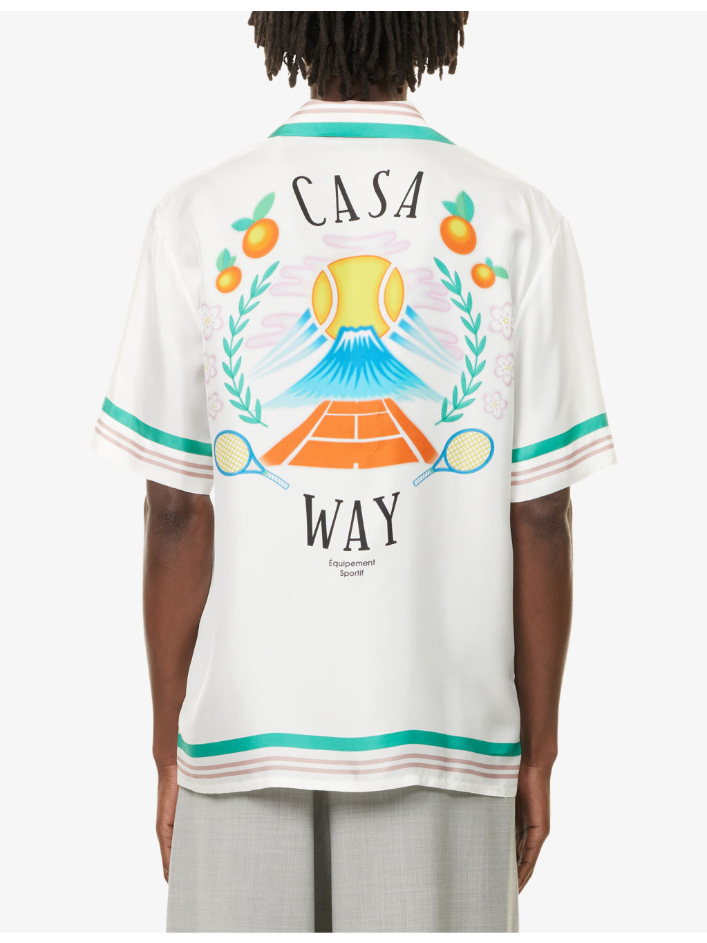 Cuban-Collar Graphic-Pattern Silk Shirt - 4