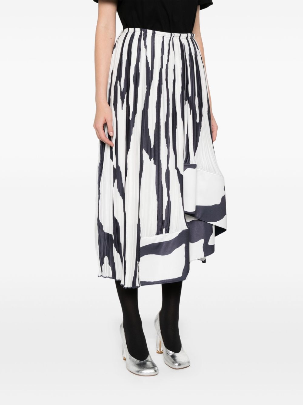 zebra-print pleated midi skirt - 3