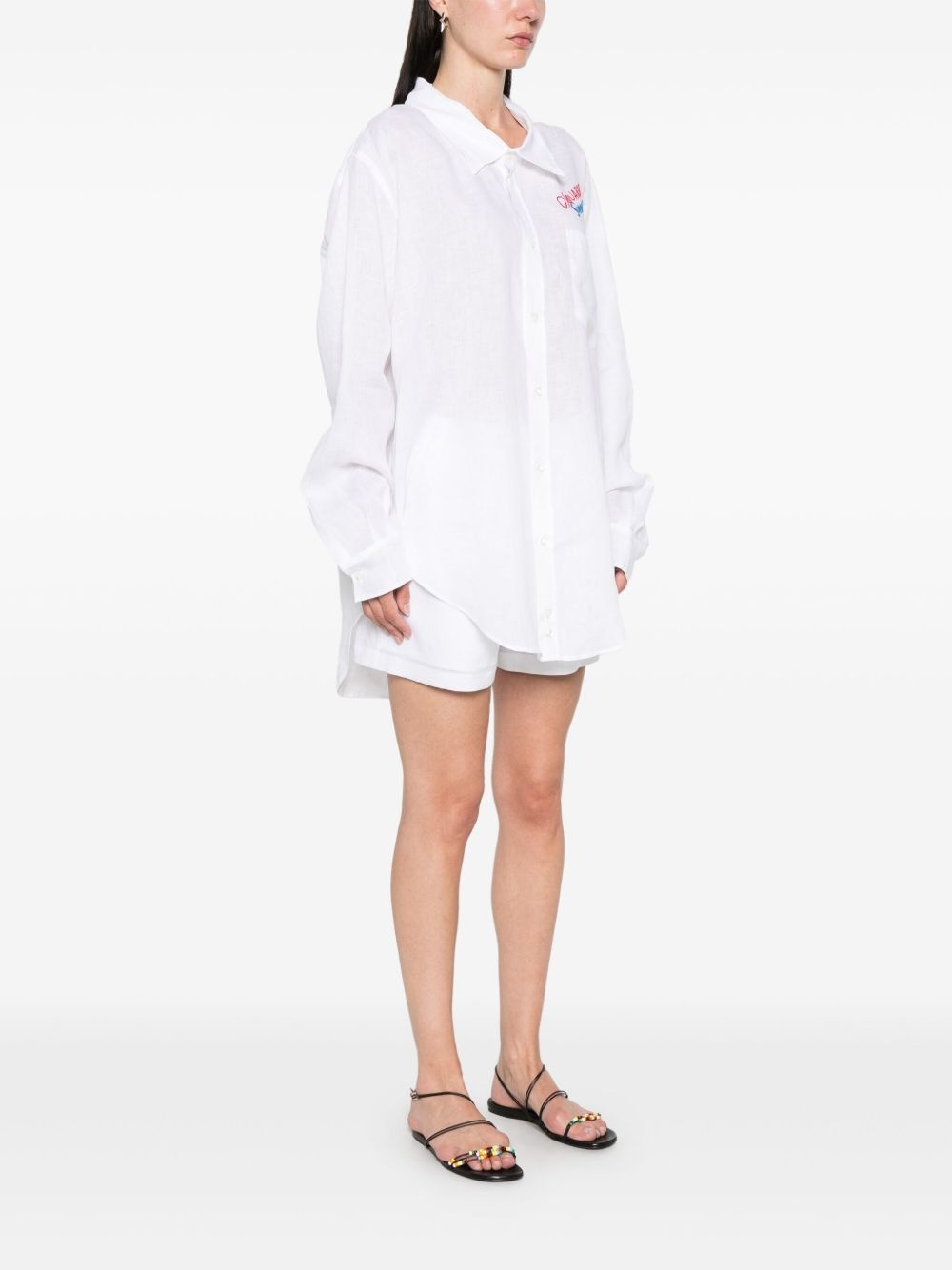 logo-embroidered shirt - 3