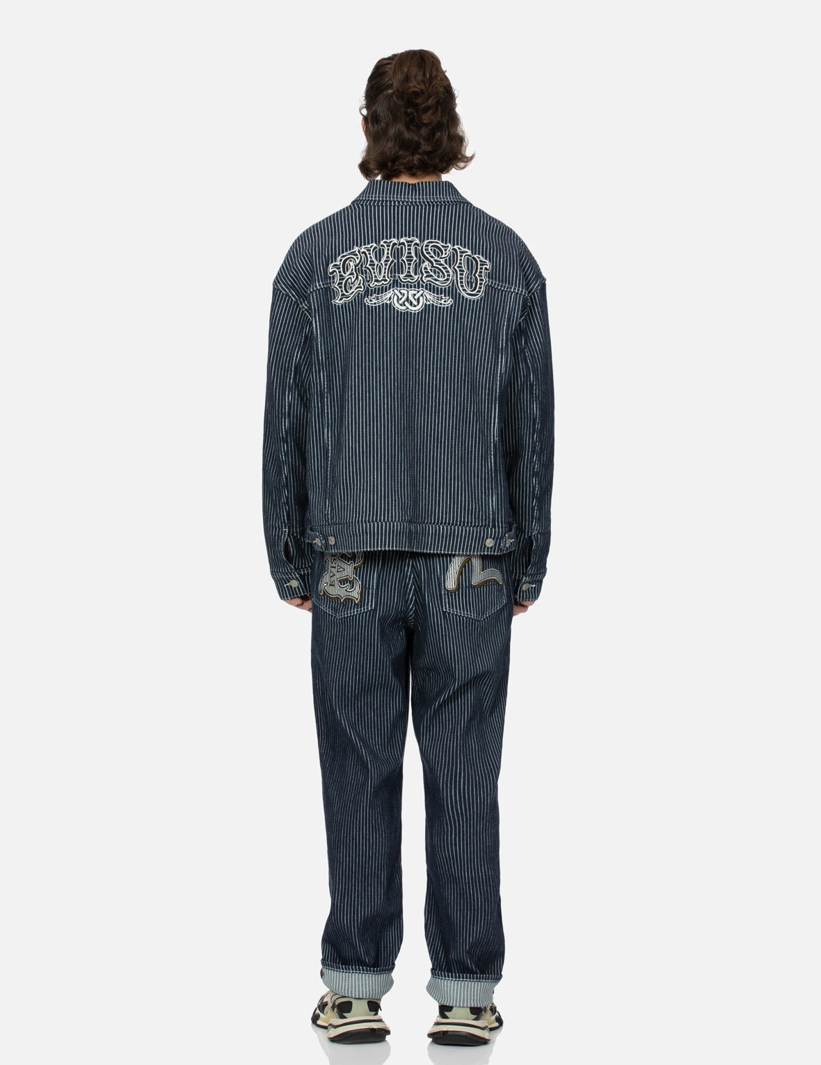SEAGULL AND WHEEL OF WISDOM PRINT LOOSE FIT DENIM JACKET - 6