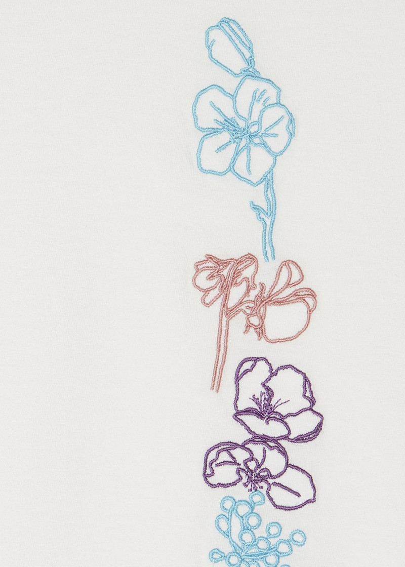 Paul Smith Women's Ecru Cotton 'Embroidered Flowers' T-Shirt outlook