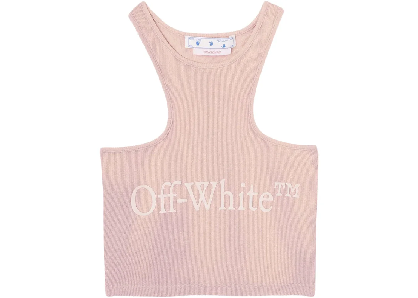 OFF-WHITE Women's Logo Patch Ribbed Vest Top Pink/White - 1